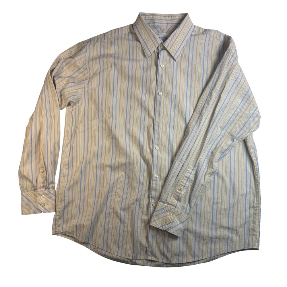Perry Ellis Men's 17 1/2 34/35 Striped Long‎ Sleeve Button Down Dress Shirt